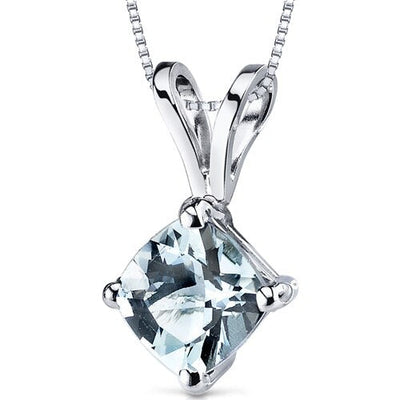 Aquamarine Pendant Necklace 14 Karat White Gold 0.69 Carats