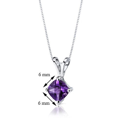 Amethyst Pendant Necklace 14 Karat White Gold Cushion 0.77 Carat