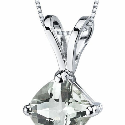 Green Amethyst Pendant Necklace 14 Karat White Gold 0.74 Carats