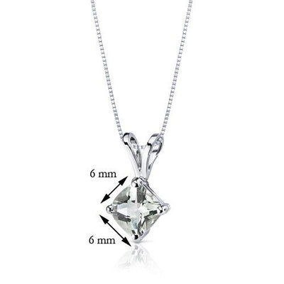 Green Amethyst Pendant Necklace 14 Karat White Gold 0.74 Carats