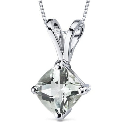 Green Amethyst Pendant Necklace 14 Karat White Gold 0.74 Carats