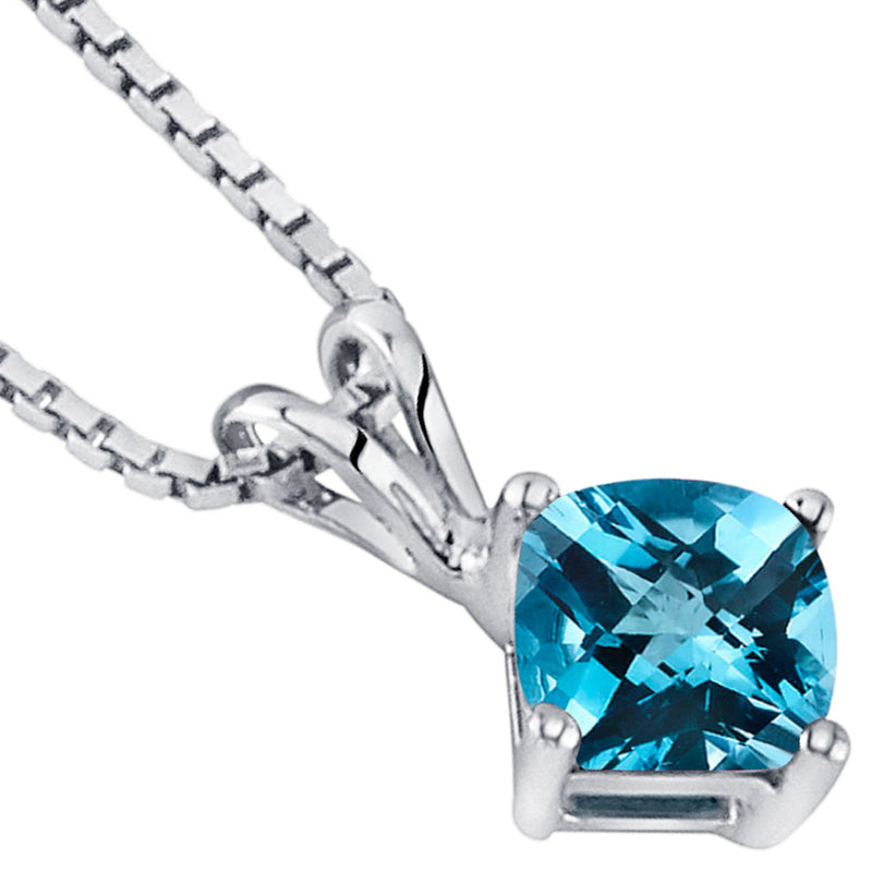 Swiss Blue Topaz Pendant Necklace 14 Karat White Gold 1.03 Carat