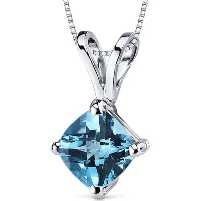 Swiss Blue Topaz Pendant Necklace 14 Karat White Gold 1.03 Carat