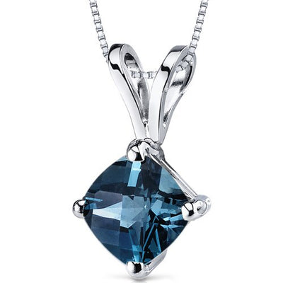 London Blue Topaz Pendant Necklace 14 Karat White Gold 0.98 Cts