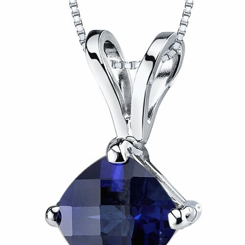 Blue Sapphire Pendant Necklace 14 Karat White Gold 1.13 Carats