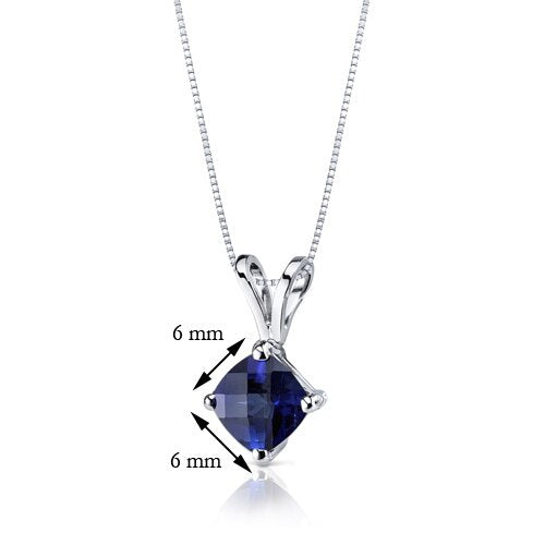 Blue Sapphire Pendant Necklace 14 Karat White Gold 1.13 Carats