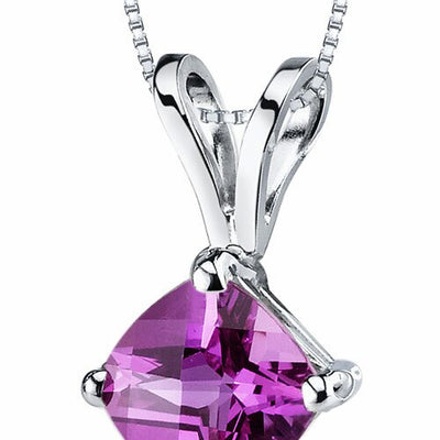 Pink Sapphire Pendant Necklace 14 Karat White Gold 1.15 Carats