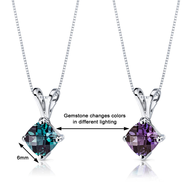 Alexandrite Pendant Necklace 14 Karat White Gold Cushion 1 Carat