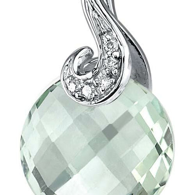 Green Amethyst Pendant Necklace 14 Karat White Gold 3.25 Carats