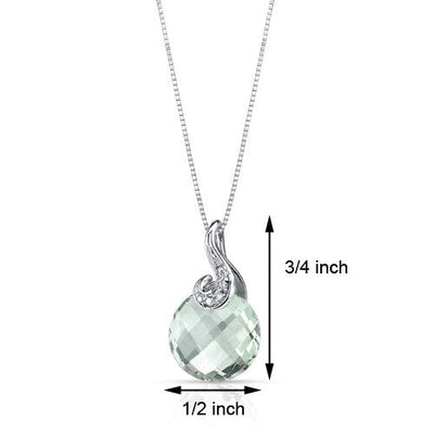 Green Amethyst Pendant Necklace 14 Karat White Gold 3.25 Carats