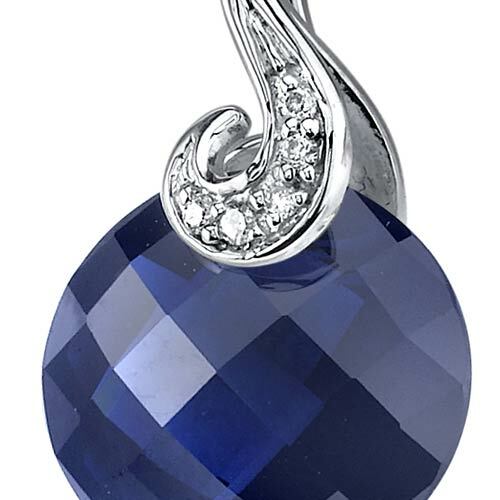 Blue Sapphire Pendant Necklace 14 Karat White Gold Round 5 Carat