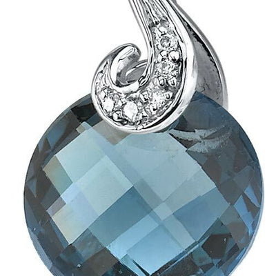 London Blue Topaz Pendant 14 Karat White Gold Round 4.5 Carats