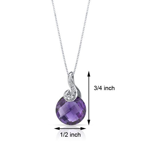 Amethyst and Diamond Pendant Necklace 14K White Gold 3.50 Carats Round