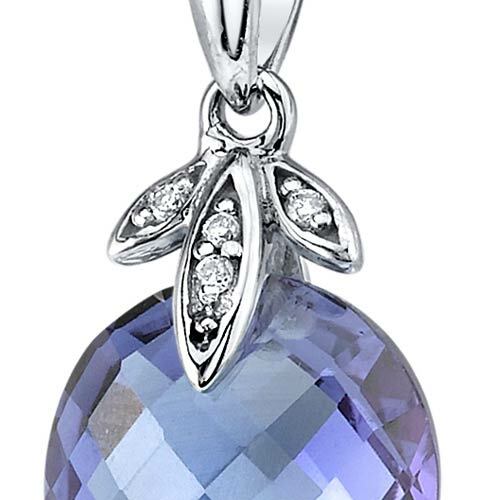 Alexandrite and Diamond Pendant Necklace 14K White Gold 5.50 Carats Round