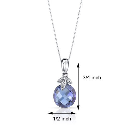 Alexandrite and Diamond Pendant Necklace 14K White Gold 5.50 Carats Round