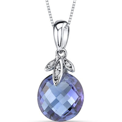 Alexandrite and Diamond Pendant Necklace 14K White Gold 5.50 Carats Round