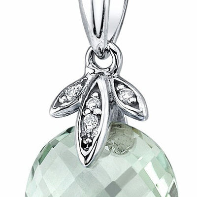 Green Amethyst Pendant 14 Karat White Gold Round 3.5 Carats P9178