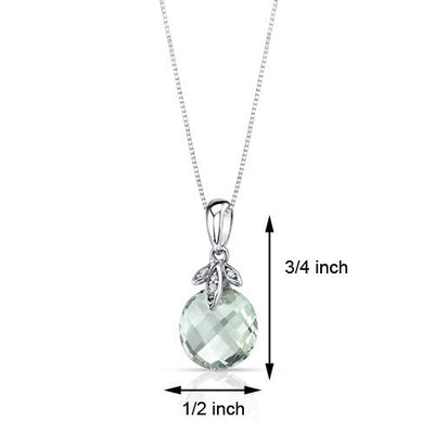 Green Amethyst Pendant 14 Karat White Gold Round 3.5 Carats P9178