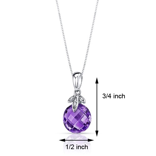 Amethyst and Diamond Pendant Necklace 14K White Gold 3.50 Carats Round