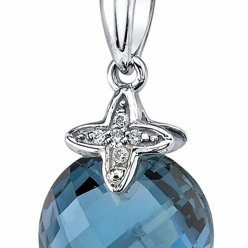 London Blue Topaz Pendant 14 Karat White Gold Round 4.25 Carats