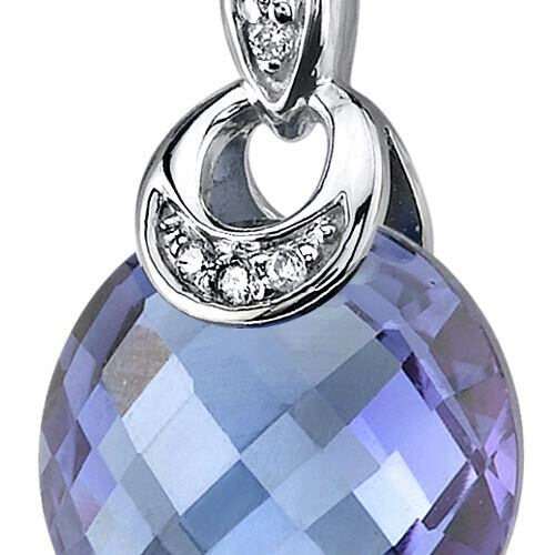 Alexandrite Pendant Necklace 14 Karat White Gold Round 5 Carats