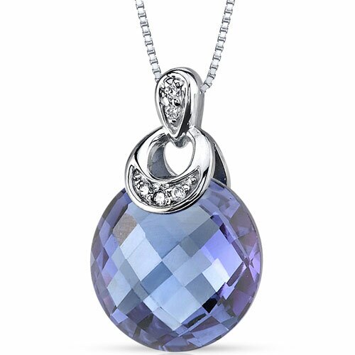 Alexandrite Pendant Necklace 14 Karat White Gold Round 5 Carats