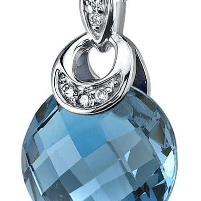 London Blue Topaz Pendant 14 Karat White Gold Round 4.5 Carats