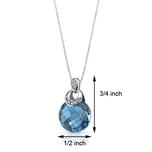 London Blue Topaz Pendant 14 Karat White Gold Round 4.5 Carats