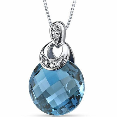 London Blue Topaz Pendant 14 Karat White Gold Round 4.5 Carats