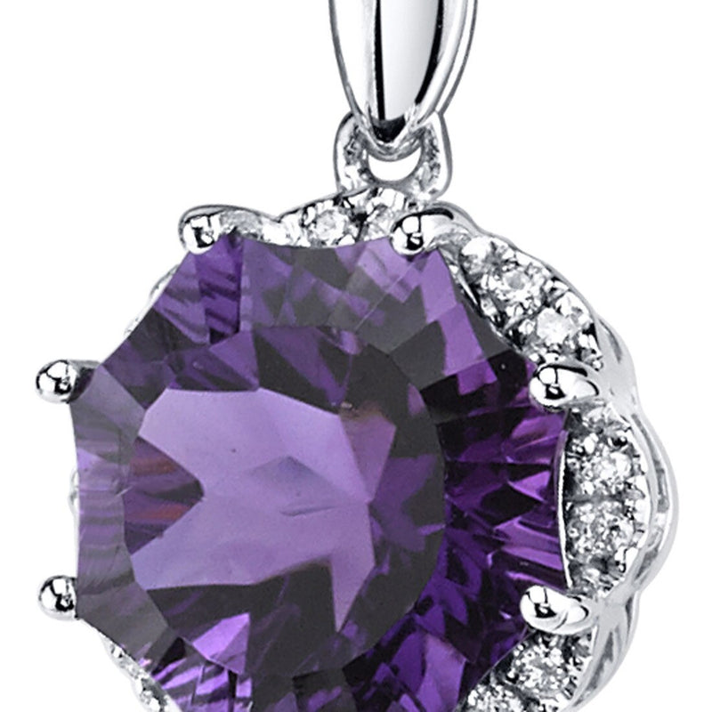 Amethyst Pendant Necklace 14 Karat White Gold Snowflake 3.9 Cts