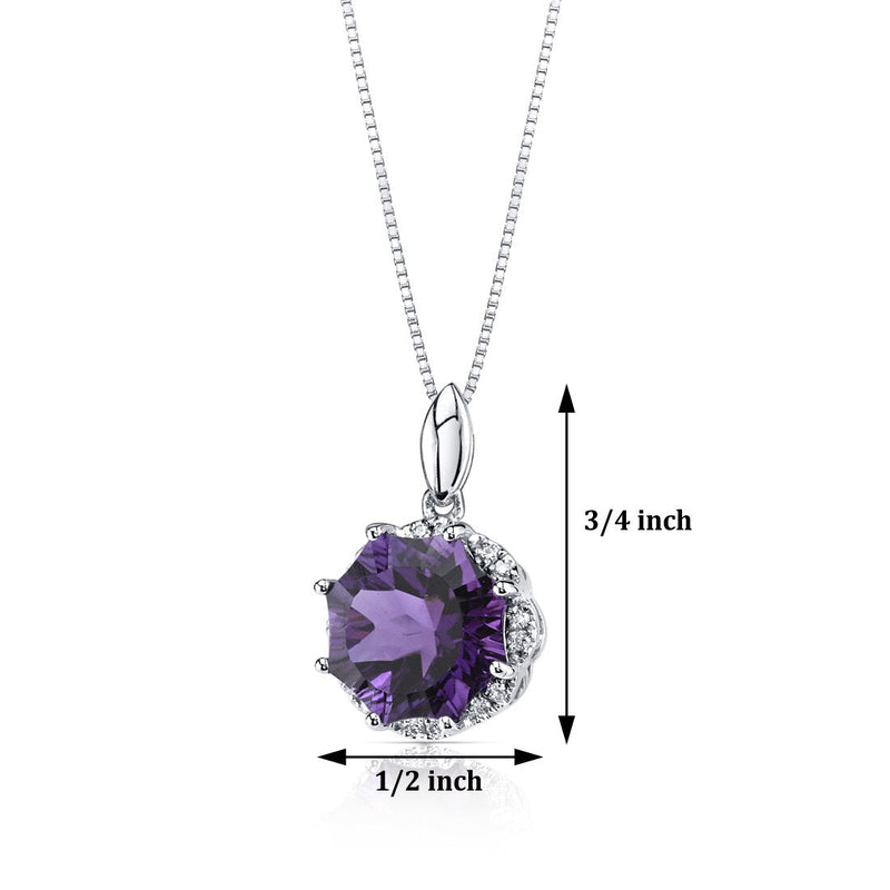 Amethyst Pendant Necklace 14 Karat White Gold Snowflake 3.9 Cts