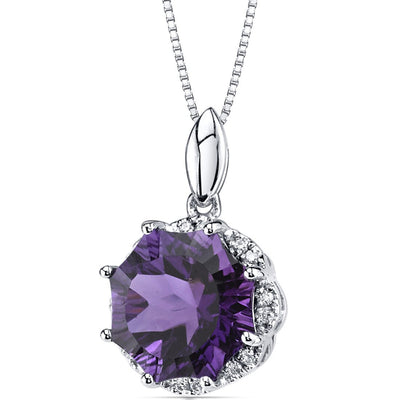 Amethyst Pendant Necklace 14 Karat White Gold Snowflake 3.9 Cts