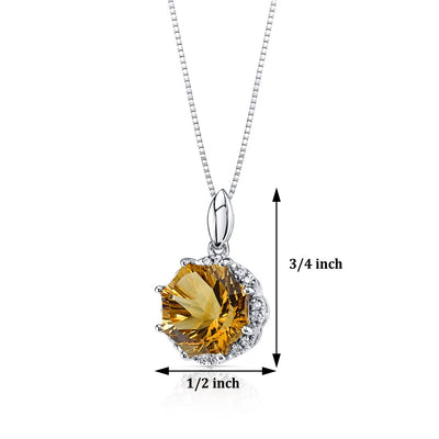 Citrine Pendant Necklace 14 Karat White Gold Snowflake 3.9 Carat