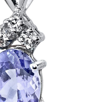 Tanzanite and Diamond Pendant Necklace 14K White Gold 0.75 Carat Oval