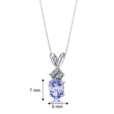 Tanzanite and Diamond Pendant Necklace 14K White Gold 0.75 Carat Oval