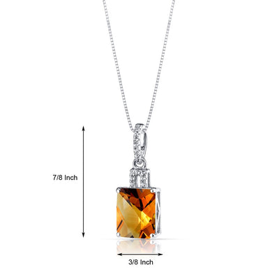 14K White Gold Citrine Pendant Radiant Cut 2.75 Carats