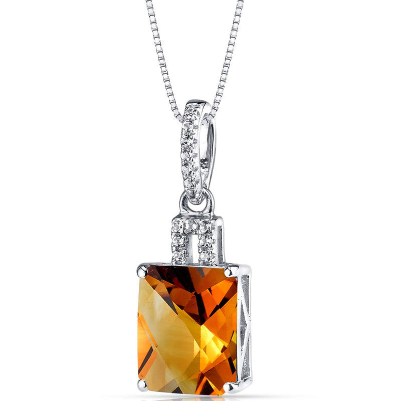 14K White Gold Citrine Pendant Radiant Cut 2.75 Carats