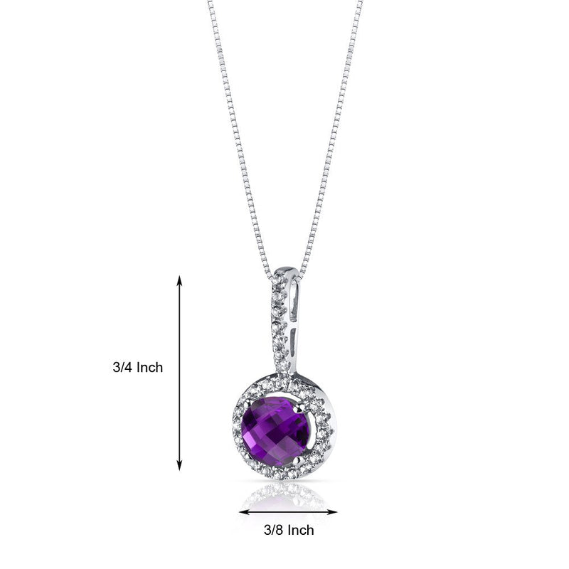 14K White Gold Amethyst Halo Pendant 0.75 Carats