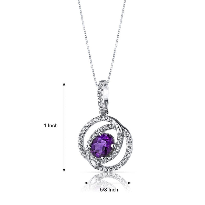 14K White Gold Amethyst Pendant Dual Halo Design 1.00 Carats