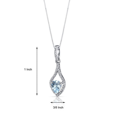 14K White Gold Aquamarine Tear Drop Pendant 0.50 Carats