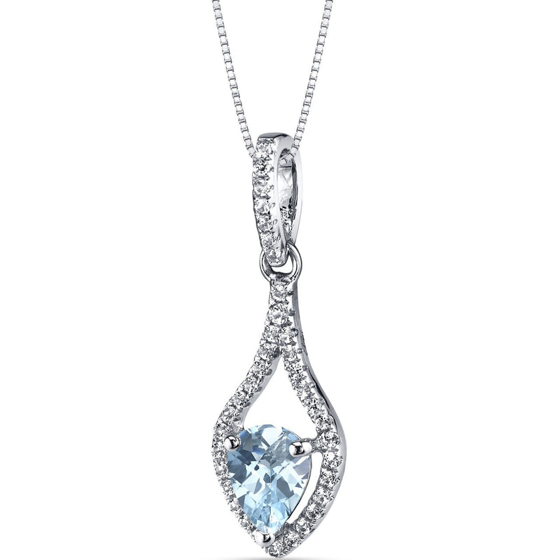 14K White Gold Aquamarine Tear Drop Pendant 0.50 Carats