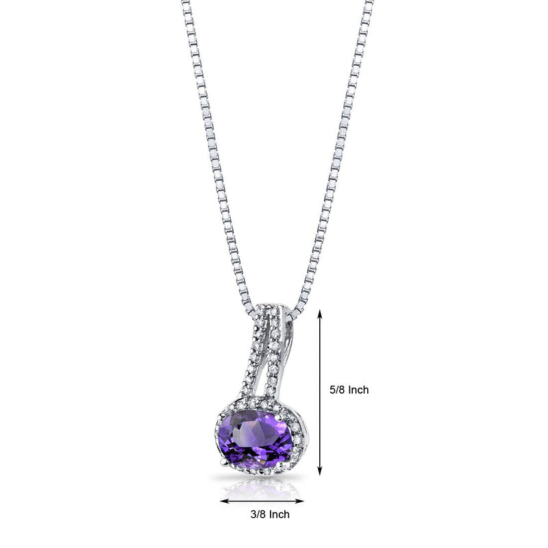 Amethyst and Diamond Pendant Necklace 14K White Gold 1 Carat Oval