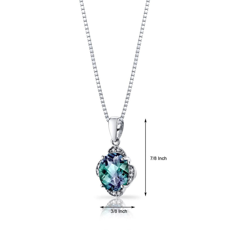 Alexandrite and Diamond Pendant Necklace 14K White Gold 3.25 Carats Oval Shape