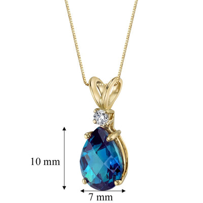 Pear Shape Alexandrite and Diamond Pendant Necklace 14K Yellow Gold 2.50 Carats