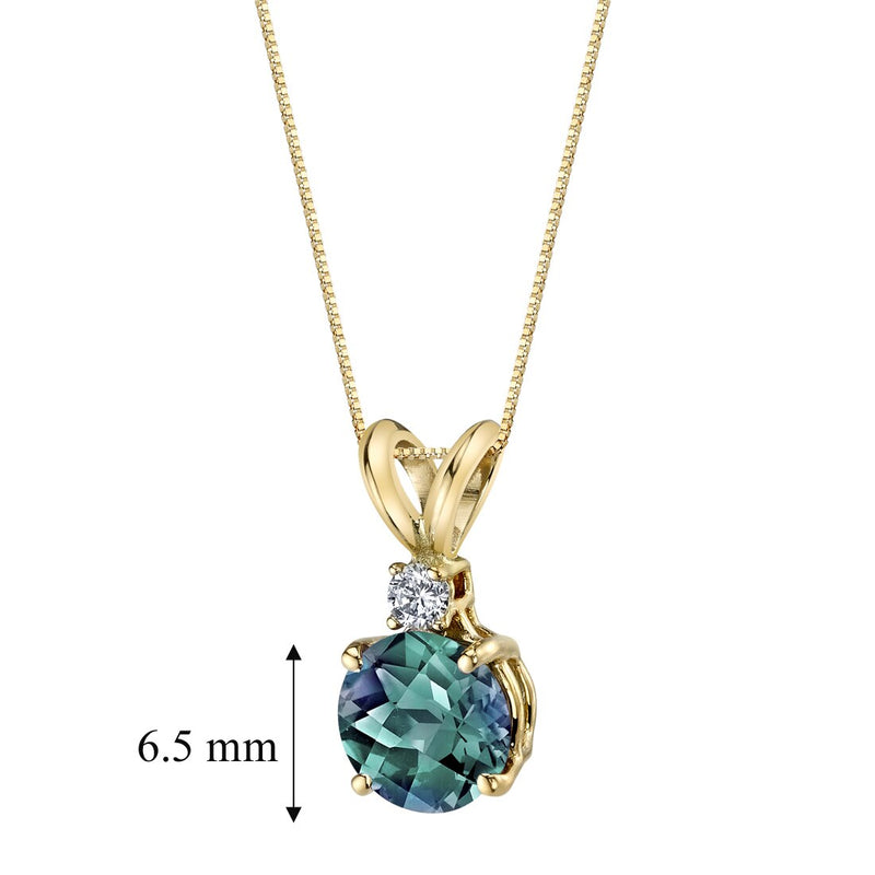 Alexandrite and Diamond Pendant Necklace 14K Yellow Gold 1.25 Carats Round