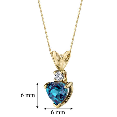 Heart Shape Alexandrite and Diamond Pendant Necklace 14K Yellow Gold 1 Carat