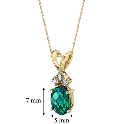 Emerald and Diamond Pendant Necklace 14K Yellow Gold 0.75 Carat Oval