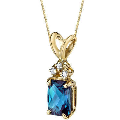 Alexandrite and Diamond Pendant Necklace 14K Yellow Gold 1.25 Carats Radiant Cut