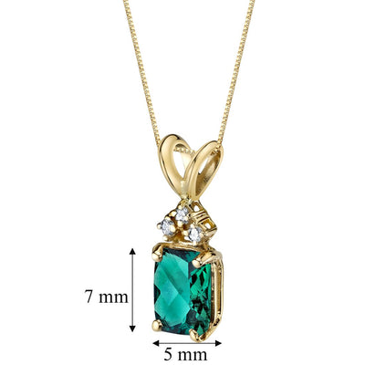 Emerald and Diamond Pendant Necklace 14K Yellow Gold 1 Carat Radiant Cut