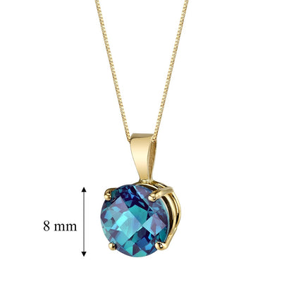 Alexandrite Pendant Necklace 14K Yellow Gold Round Shape 2.35 Carats